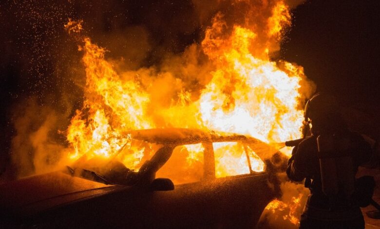 Condemned BMW Gutted in Fire at Batamaloo Old Bus Stand