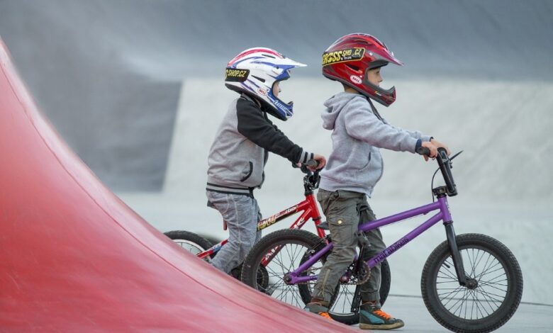 Kids riding cycle children colorful
