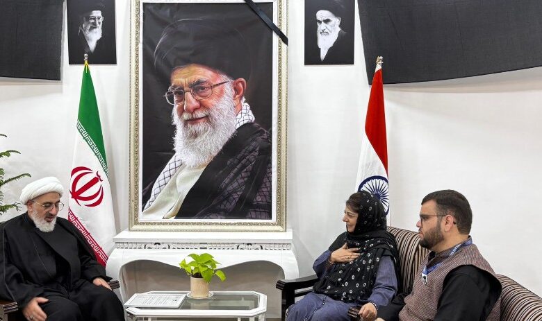 Mehbooba Mufti Visits Iranian Cultural Centre, Urges Protection and Return of Kashmiri Students