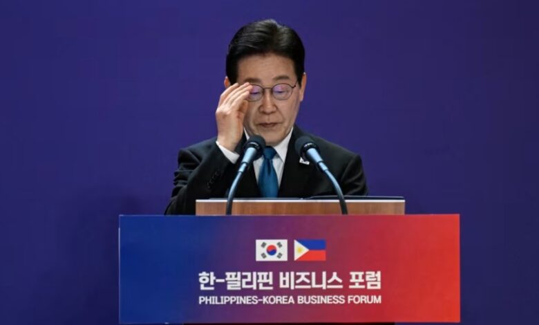 South Korean President Lee Jae Myung delivers a speech at the Philippines-Korea Business Forum in Pasay, Metro Manila, Philippines, on March 4, 2026. Jam Sta Rosa/Pool/Reuters