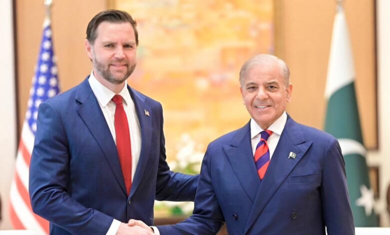 U.S. ​Vice President JD Vance ‌held talks with ​Pakistani ⁠Prime Minister Shehbaz Sharif on Saturday, April 11, 2026 | Photo Credit: X/@PakPMO