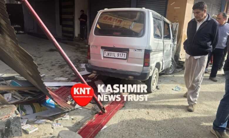 A school van driver was killed after his vehicle lost control and rammed into a roadside shop at Budshah Chowk in central Srinagar on Thursday, officials said.