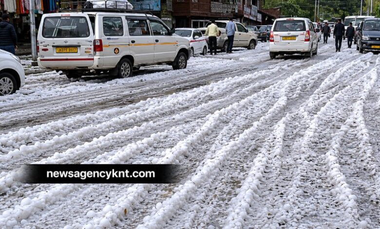 Massive Hail Covers Roads in North Kashmir's Lolab Valley, Traffic Movement Disrupted